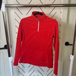 Eddie Bauer Women's Red Fleece Three Quarter Zip